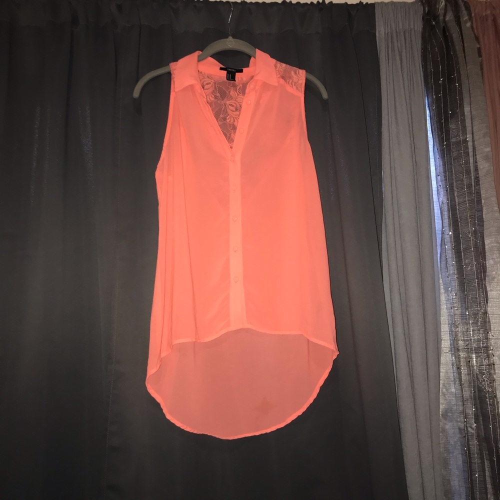 🌸 Forever 21 Sheer Sleeveless Collared Shirt